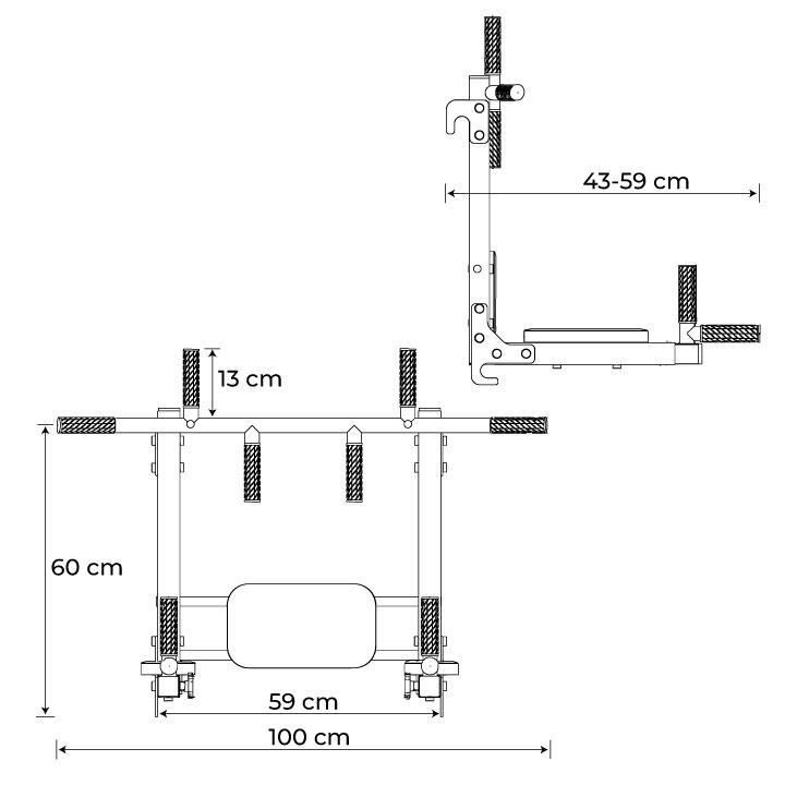 Barre de traction + barre de dips pour montage mural 2in1 7/7