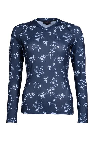 Damen Funktionsshirt Bloomsbury Fleurs langarm dunkelblau/weiß
