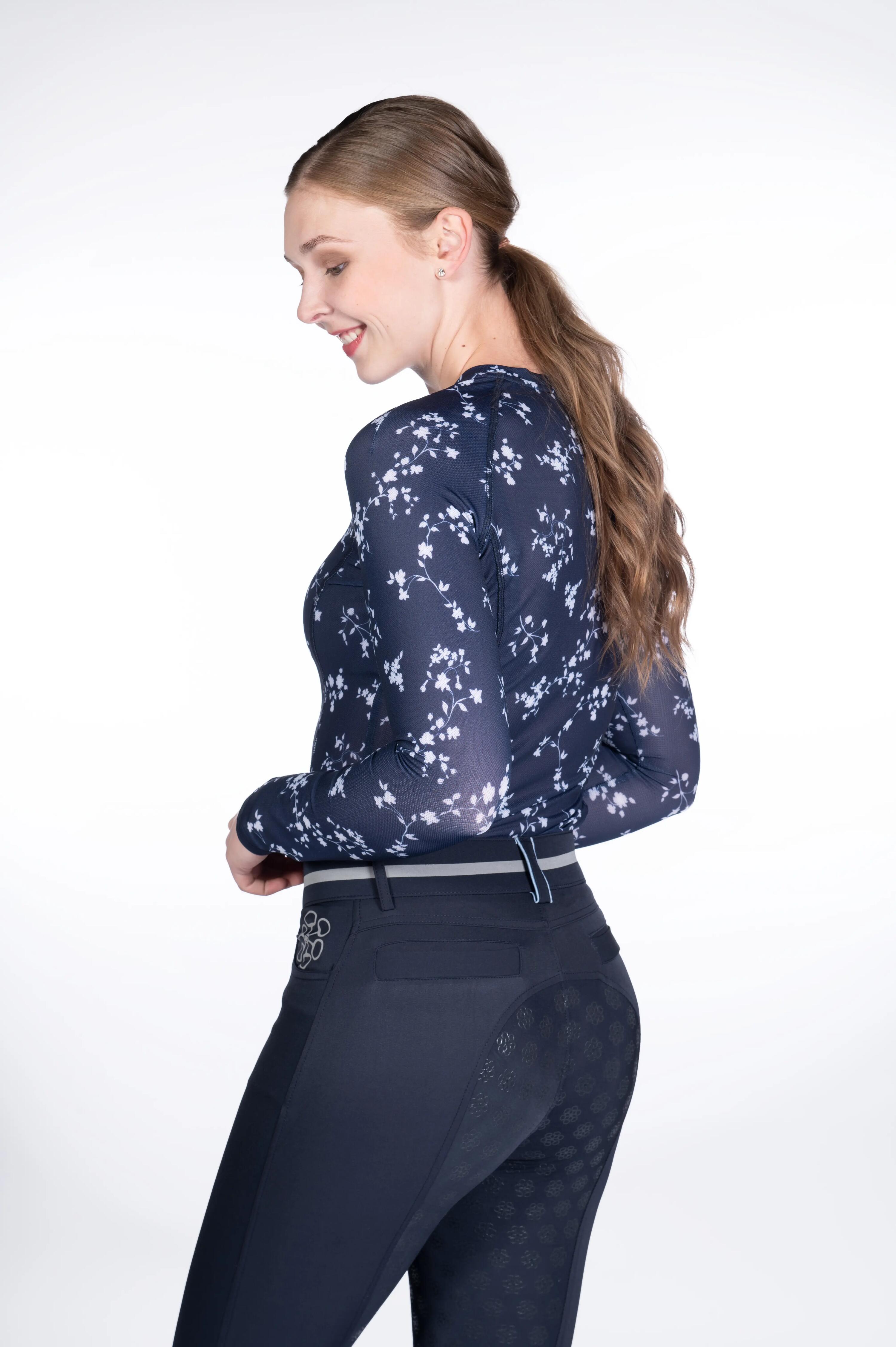T-shirt equitazione a maniche lunghe da donna HKM Bloomsbury Fleurs 4/6