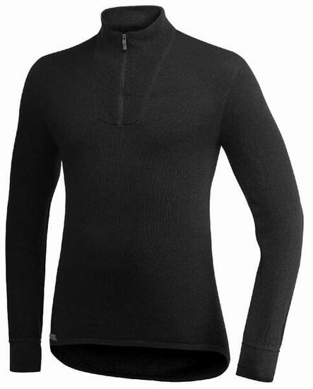 Woolpower Merino Base Layer Zip Rollkragenpullover 200 - Schwarz