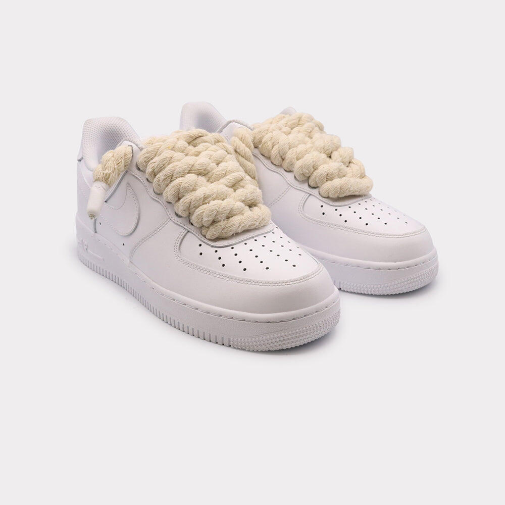 Nike Air Force 1 White - Rope Lace Beige 2/3
