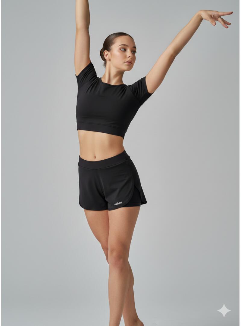 Short Doble Pantalon Gimnasia Dvillena Negro Elástico 3/3