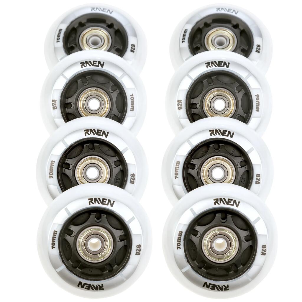 8x svietiace LED kolieska s ložiskami na korčule Raven Helixi PU