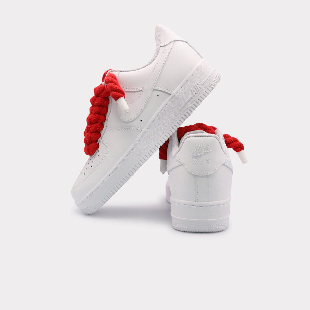 Nike Air Force 1 White - Rope Lace Red 3/3