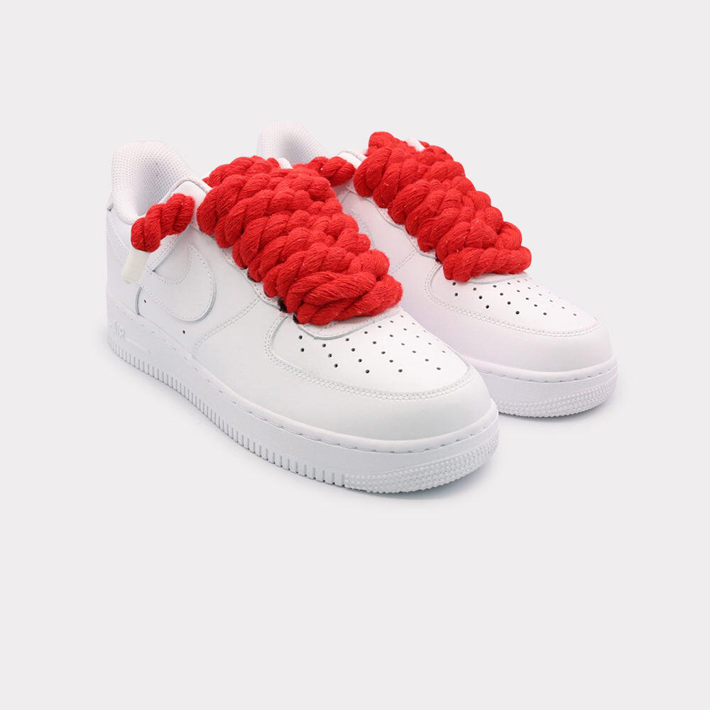 Nike Air Force 1 White - Rope Lace Red 2/3