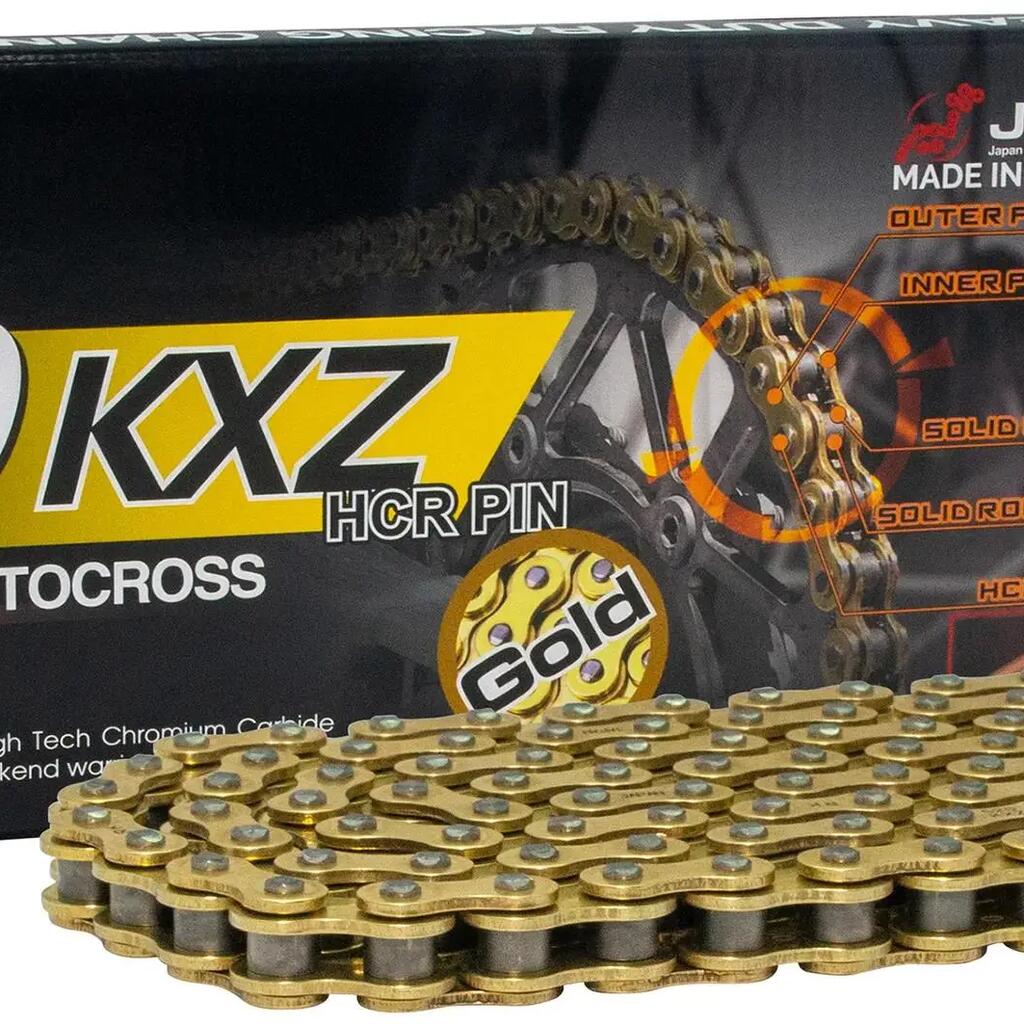 RK 520 KXZ Road Chain 116 Links Gold/Grey Open