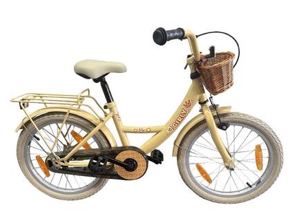 Bikefun Girly Mädchenfahrrad 18 Zoll, Stahlrahmen, Korb, Rücktrittbremse gold