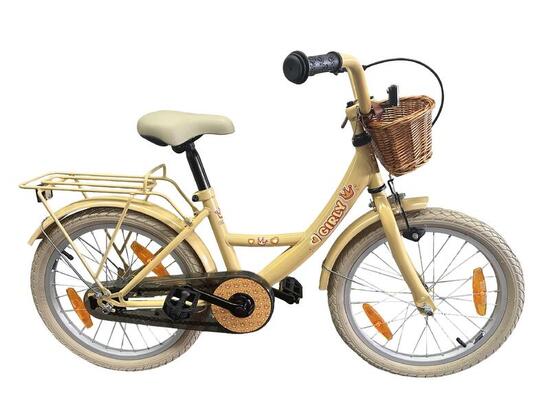 Bikefun Girly Mädchenfahrrad 18 Zoll, Stahlrahmen, Korb, Rücktrittbremse gold