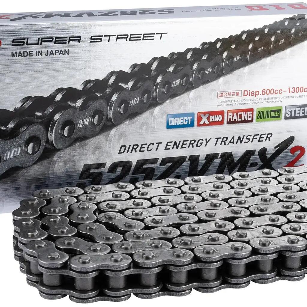 D.I.D 525 ZVMX2 chain, 112 links, grey, open.