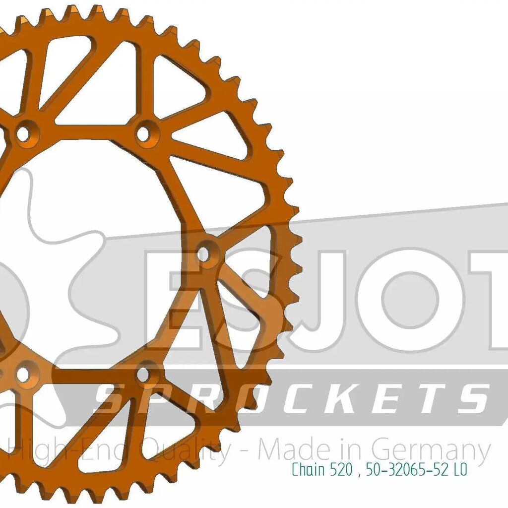 ESJOT Chain wheel 520 52z — Steel, Orange, Superlight.