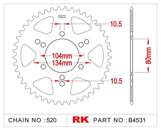 Rk chain wheel 520 40z steel silver