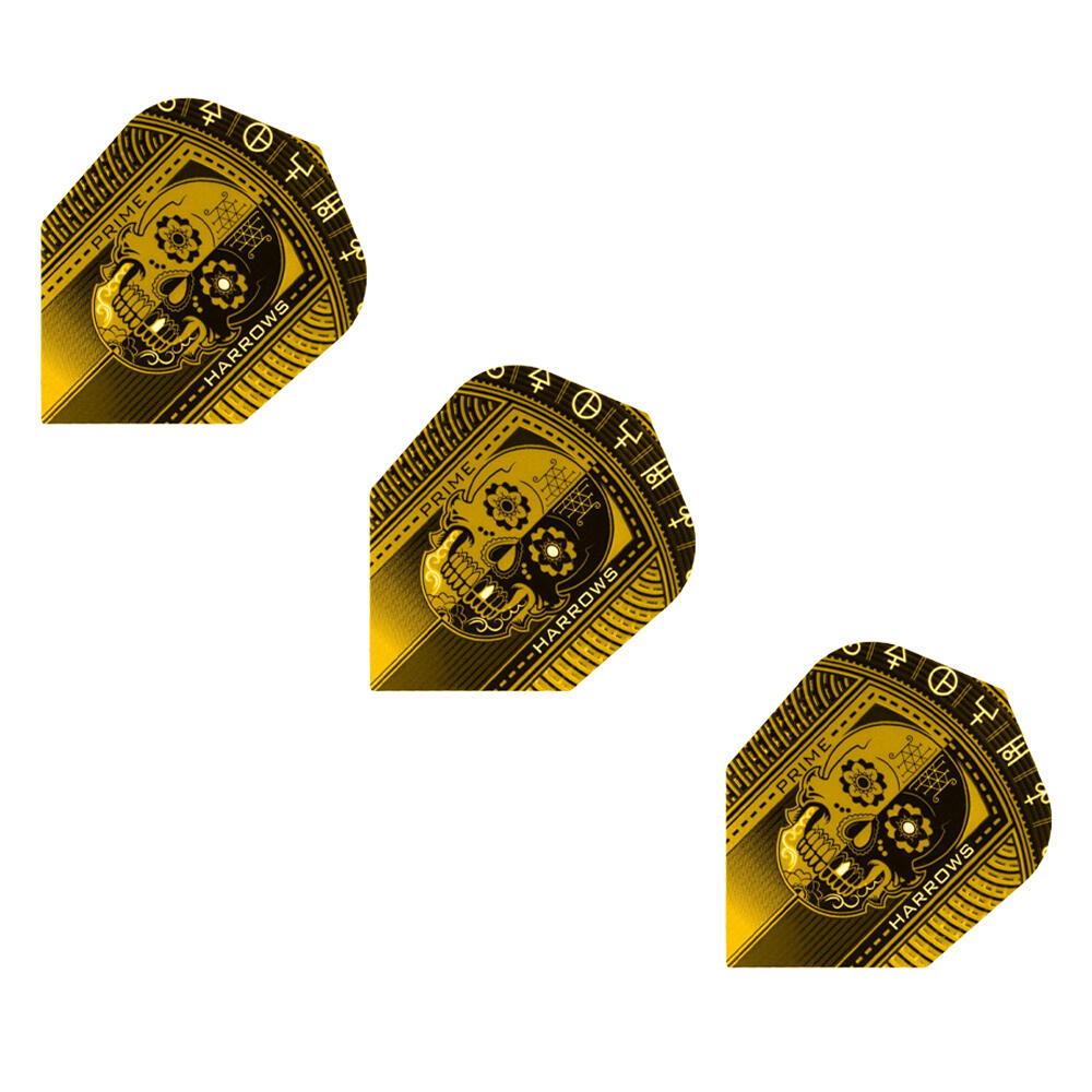 Prime Skull Dart Flights (Conjunto de 3) (Preto / Dourado) 3/3