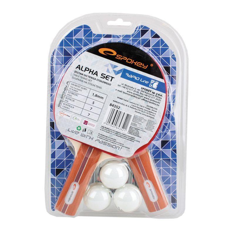 "Alpha" TischtennisSet, Holz, Gummi Damen und Herren Braun Einheitsgröße 2/6