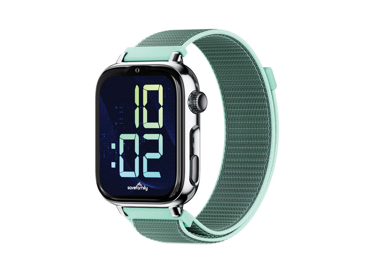 SaveWatch Plus 2 Cassa Argento Tessuto Colore Oceano 1/6