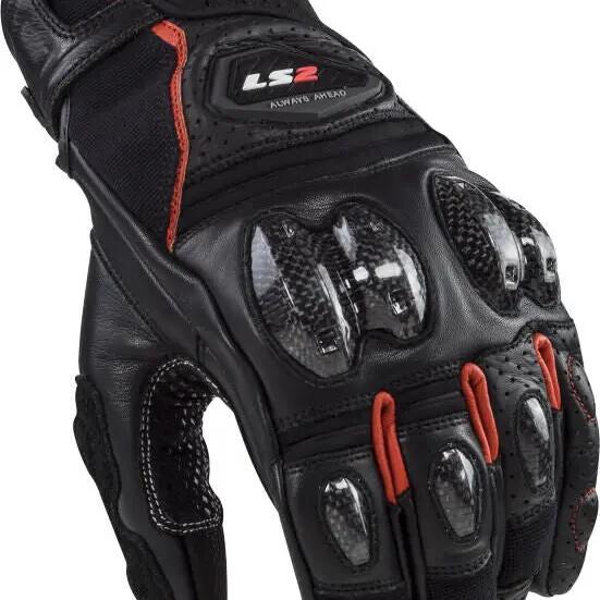 LS2 Spark II Leather Motorcycle Gloves Black/Red XL