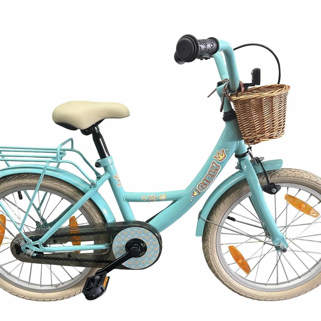 Bikefun Girly 18-inch kids bike with basket and coaster brake, blue