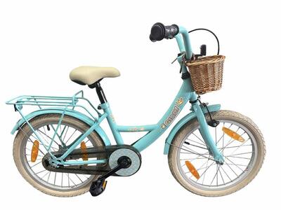 Bike fun kids girly kinderfiets 18 inch blauw met mandje en terugtraprem