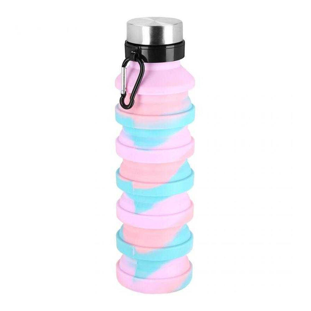 Folding 550ml Water Bottle (Blue/Pink)