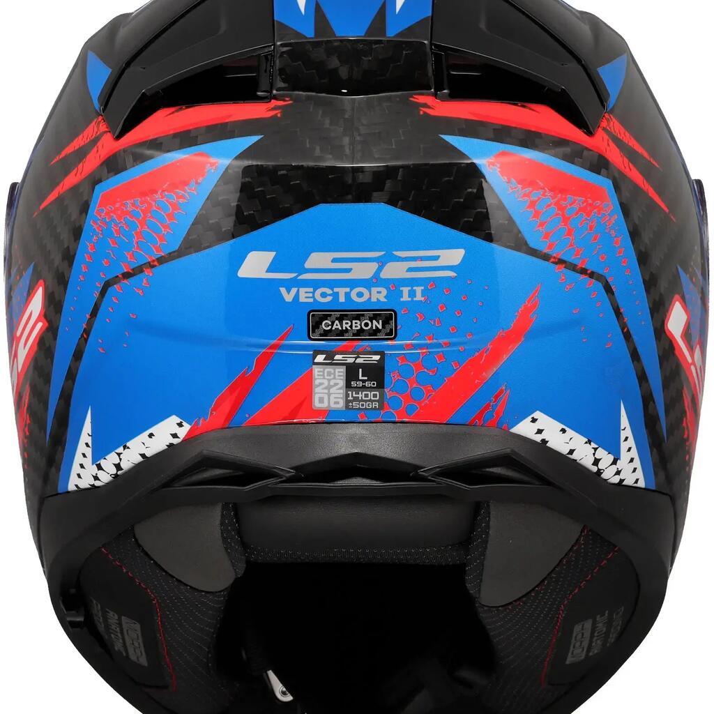 LS2 FF811 Vector II Carbon Tantic Full-Face Helmet — XL, Blue/Red.