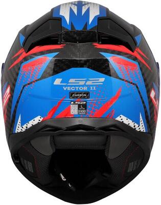 LS2 FF811 Vector II Carbon Tantic casco integrale 3XL blu/rosso.