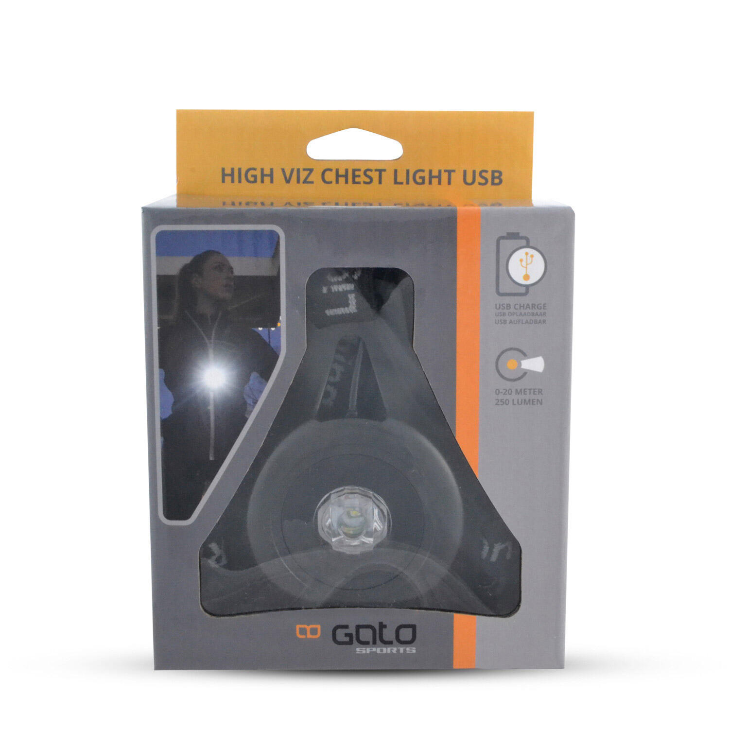 Gato Outwet luz de pecho high-viz USB negra talla única 4/4