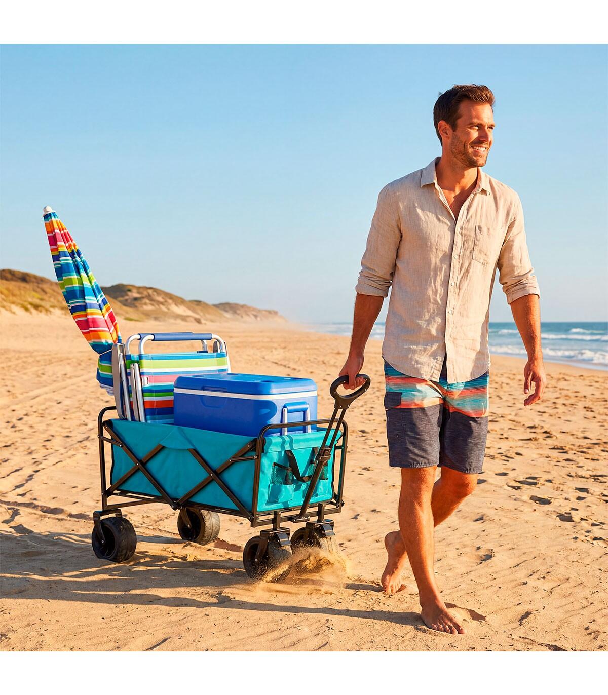 Carrello Spiaggia Pieghevole Kol Outdoor 150L - Ruote Larghe, Portata 100 kg 3/6