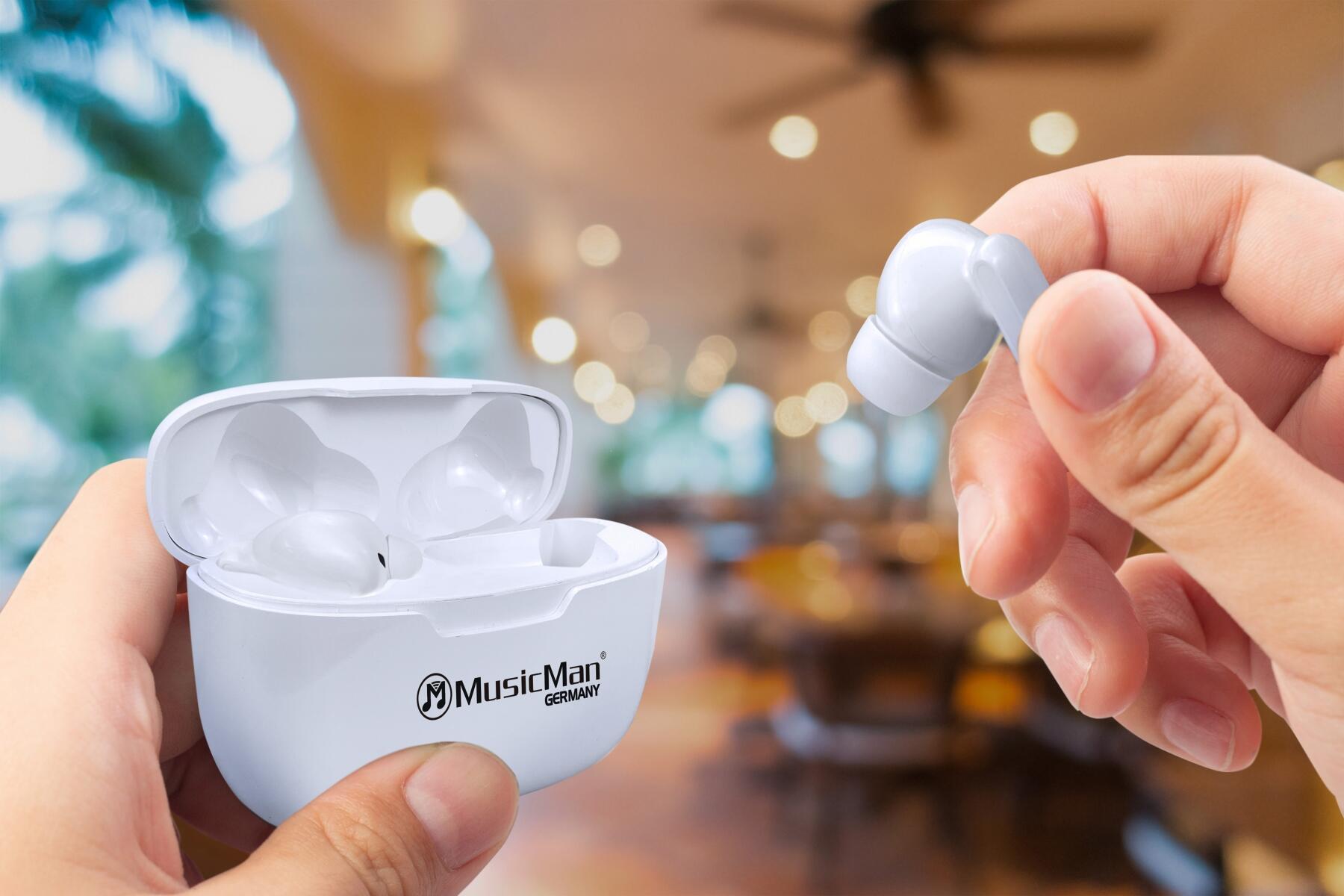 MusicMan TWS In-Ear Kopfhörer mit Ladebox BT-X63 weiß 5/6