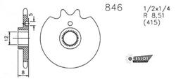 Esjot voortandwiel 0846 sprocket 415 15z standard