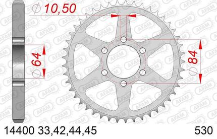 Afam chain wheel 530 44z steel silver