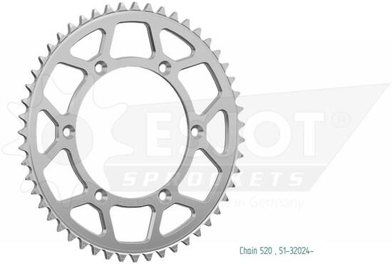 Koło łańcuchowe Esjot 520 50z aluminiowe srebrne