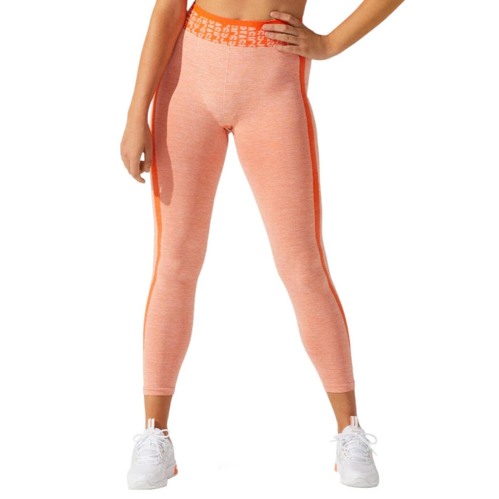 Womens/Ladies Seamless Logo Cropped Leggings (Orange)
