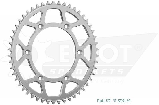 Koło zębate Esjot 520 50z z aluminium w kolorze srebrnym