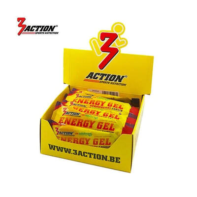 3action energy gel aardbei-cassis 34 g (doos 25 stuks)