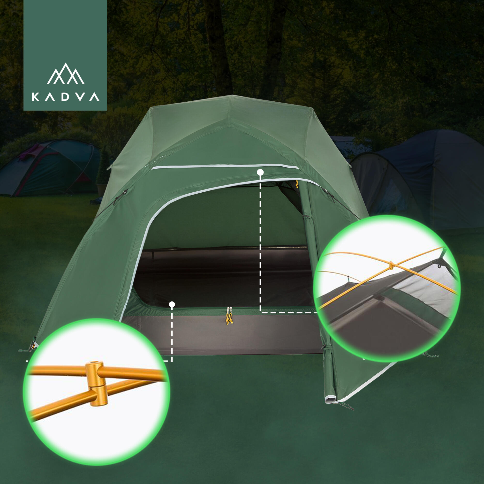 Barraca de campismo para 3 pessoas KADVA Expedit 3 pro 5/7