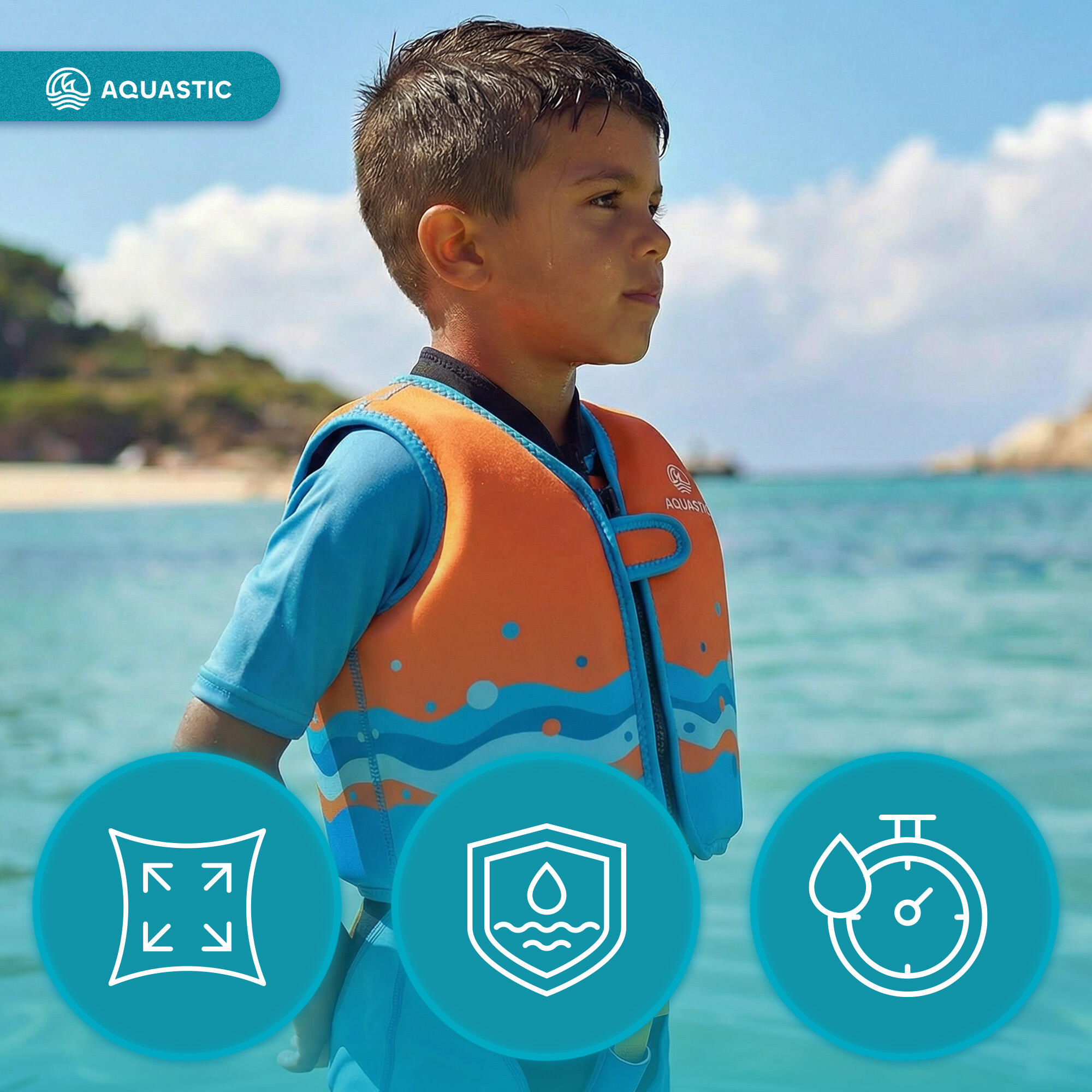 Giubbotto di salvataggio per bambini AQUASTIC Junior arancione 4491 6/7