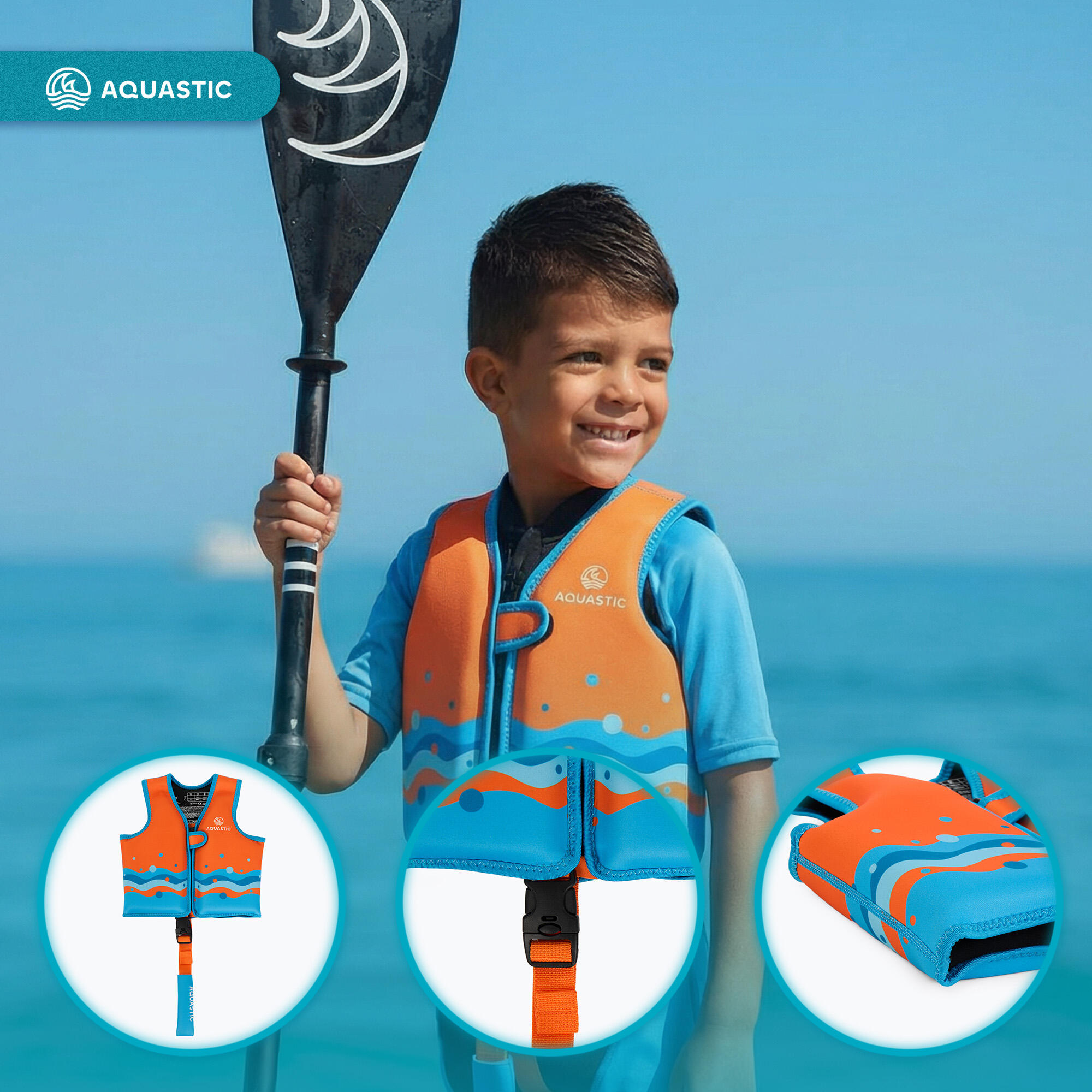 Giubbotto di salvataggio per bambini AQUASTIC Junior arancione 4491 3/7