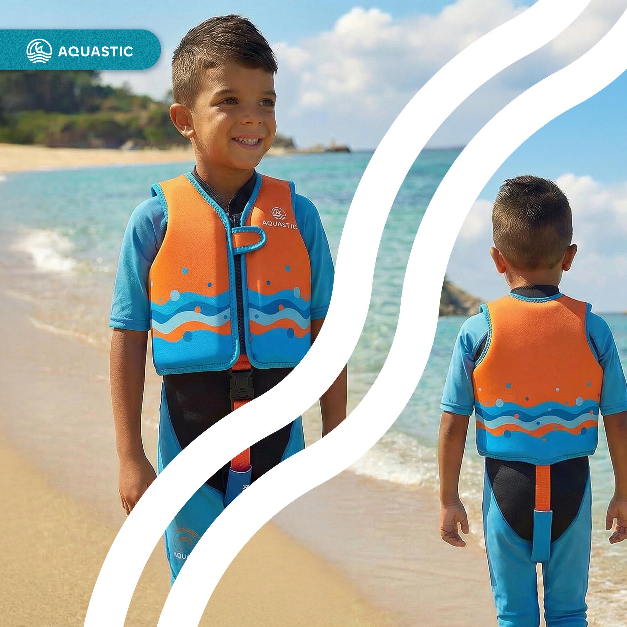 Giubbotto di salvataggio per bambini AQUASTIC Junior arancione 4491 7/7