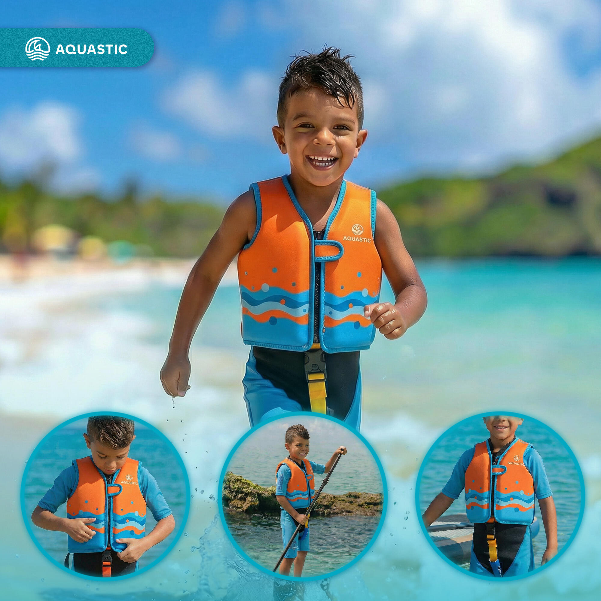 Giubbotto di salvataggio per bambini AQUASTIC Junior arancione 4491 4/7
