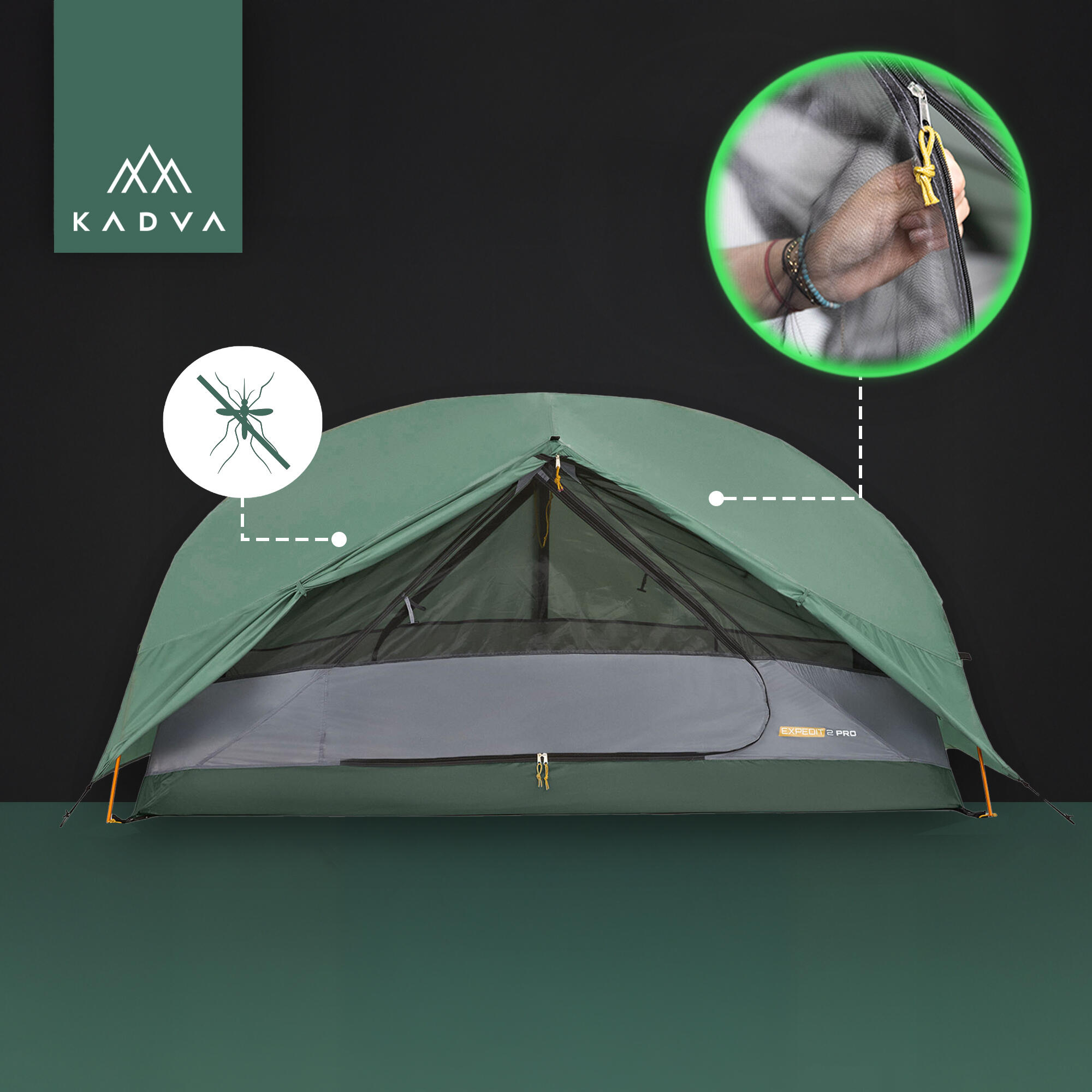 Ultralichte 2-persoons trekkingtent KADVA EXPEDIT 2 PRO 6/7