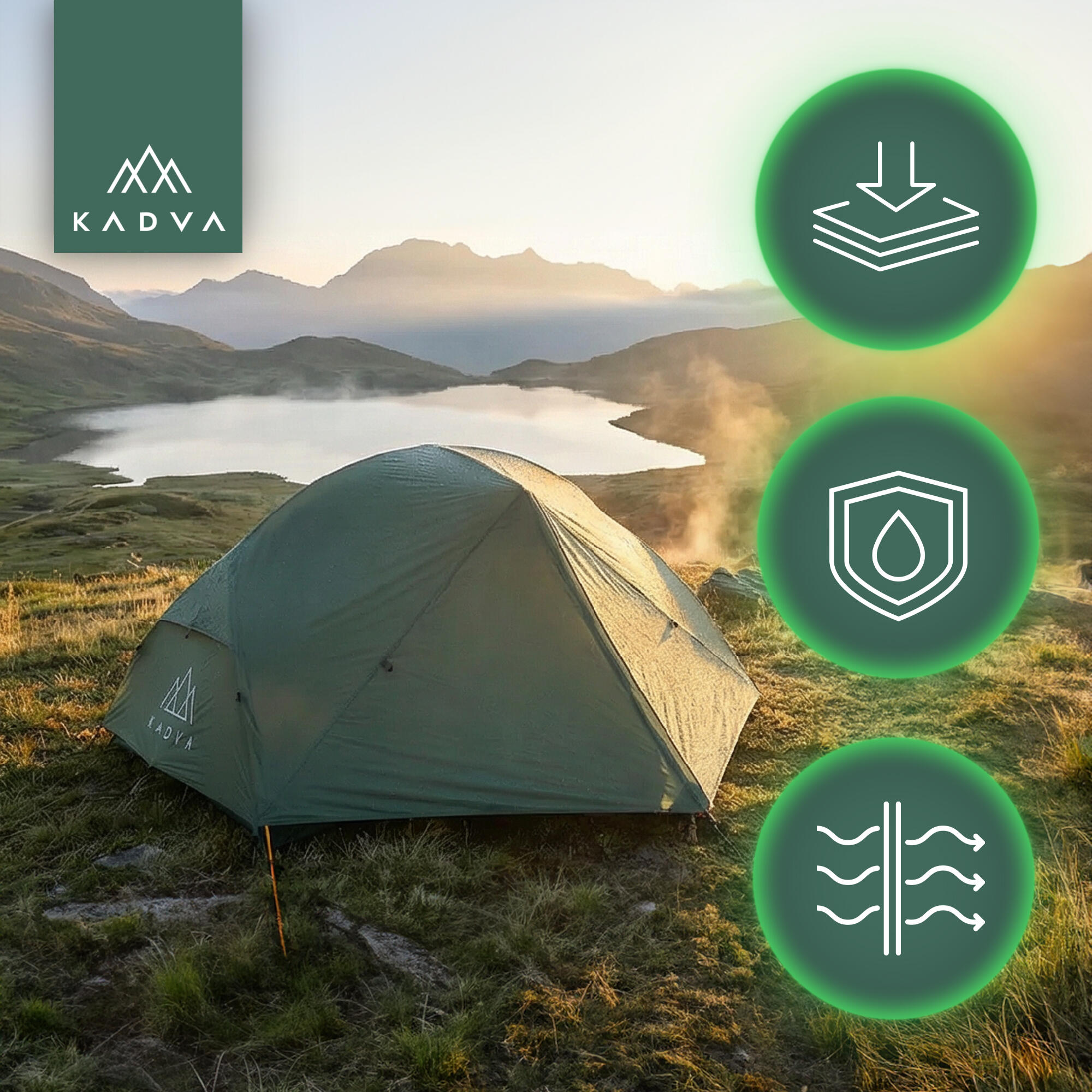 Ultralichte 2-persoons trekkingtent KADVA EXPEDIT 2 PRO 3/7