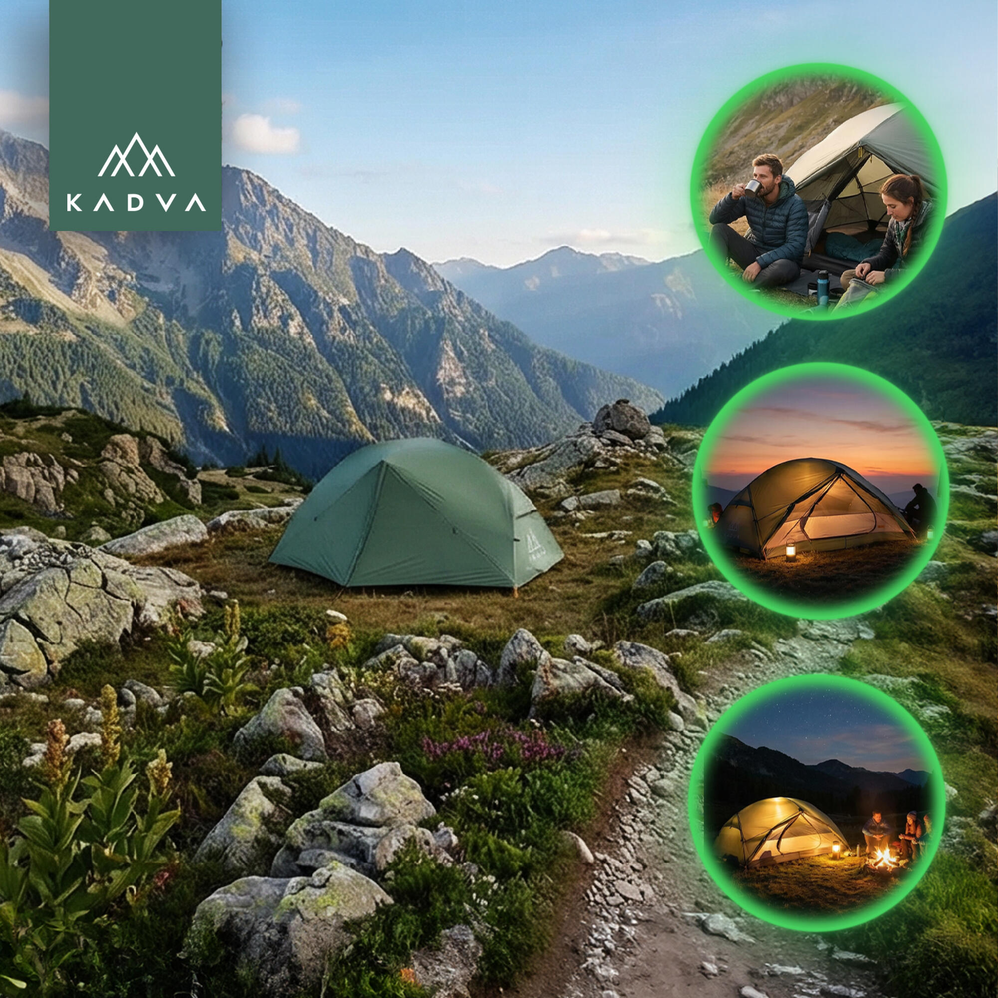 Ultralichte 2-persoons trekkingtent KADVA EXPEDIT 2 PRO 4/7