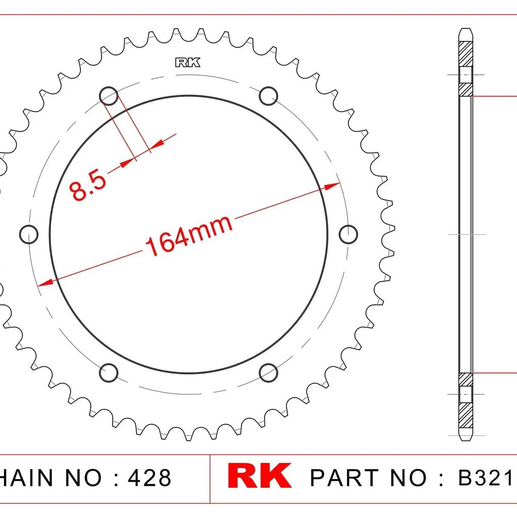 RK 428 chainring 52z steel silver