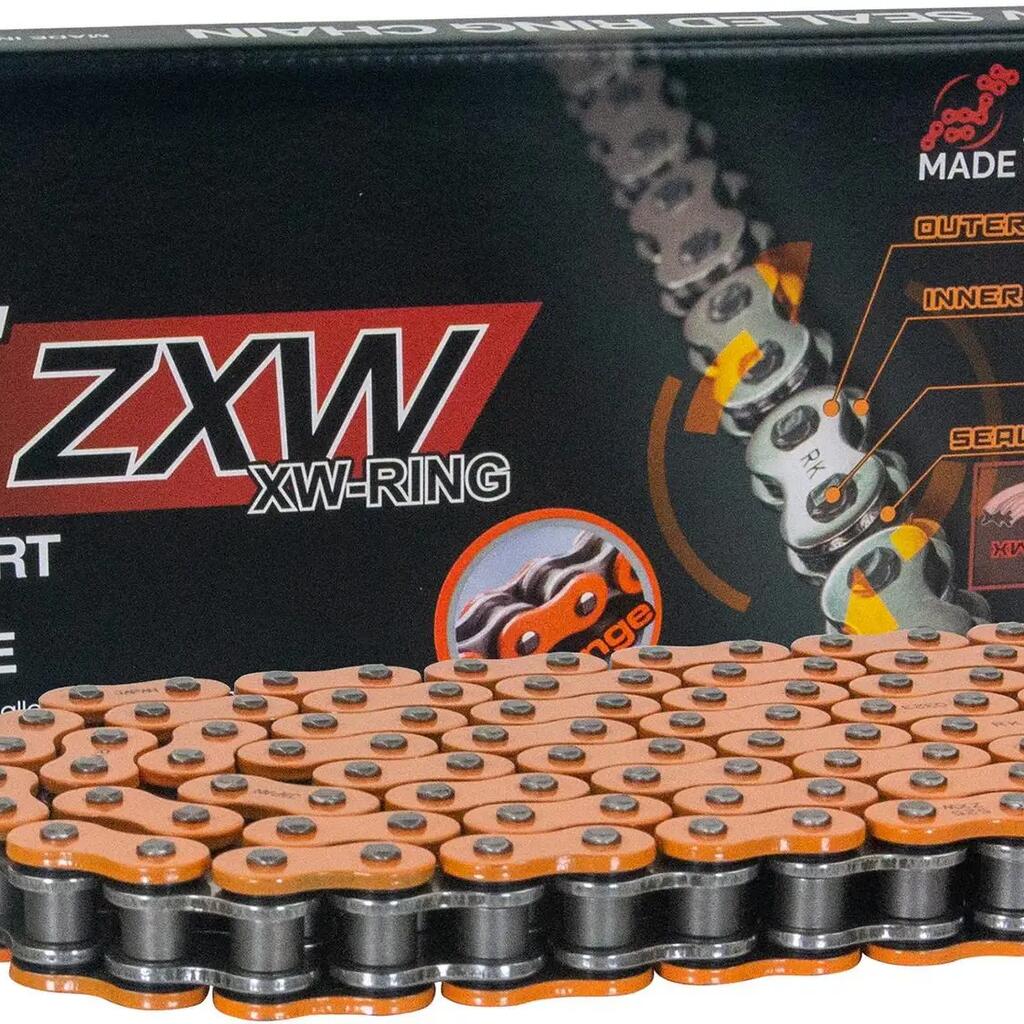 RK 525 ZXW 118-link Open Bicycle Chain Orange/Grey