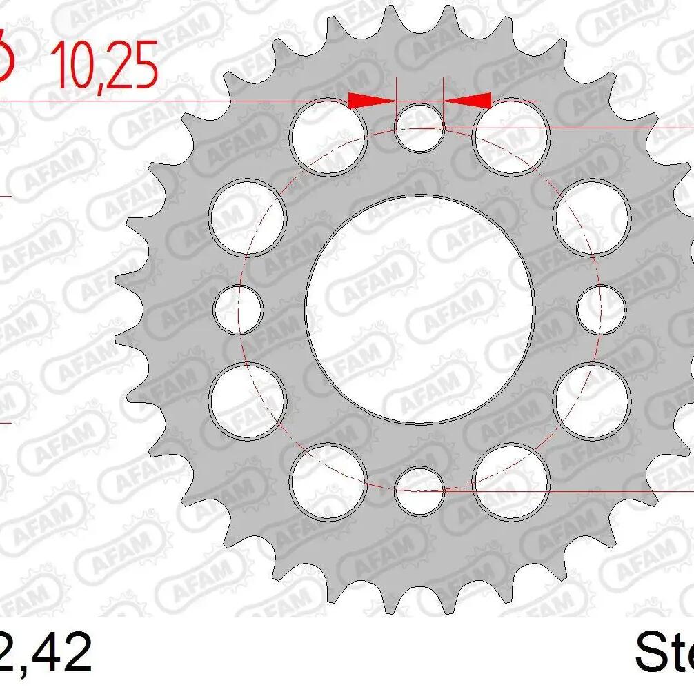 AFAM Chain Wheel 420 — 32T Steel, Silver.
