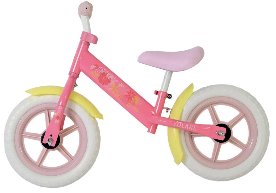 Loopfiets kinderen bloemen roze 4/5