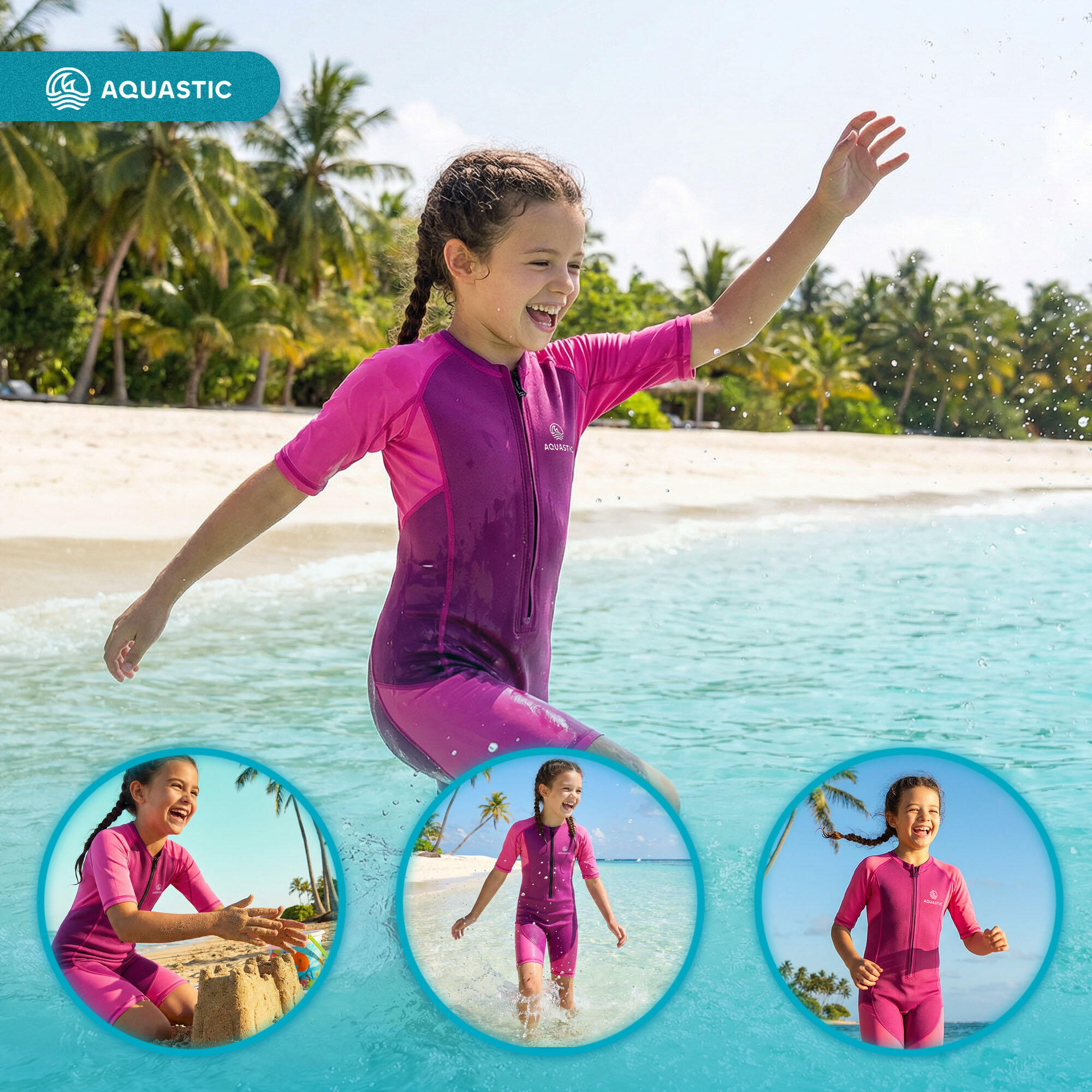 Combinaison de surf pour enfants AQUASTIC en néoprène 1,5 mm WAVEY 6/7