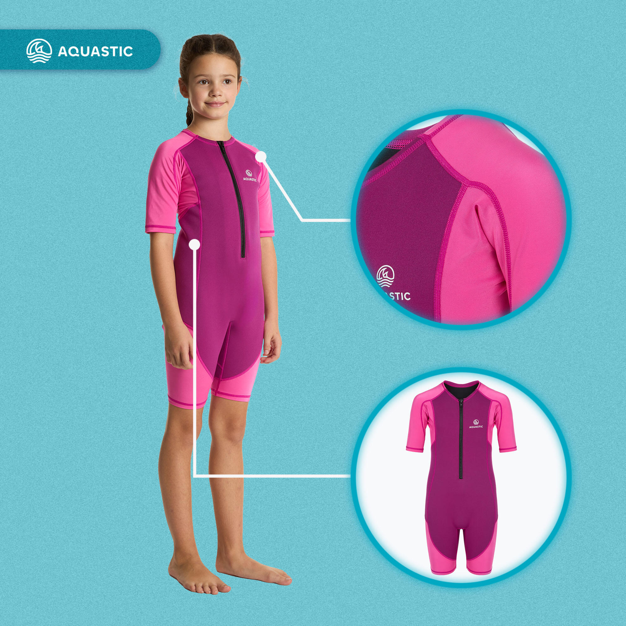 Combinaison de surf pour enfants AQUASTIC en néoprène 1,5 mm WAVEY 5/7