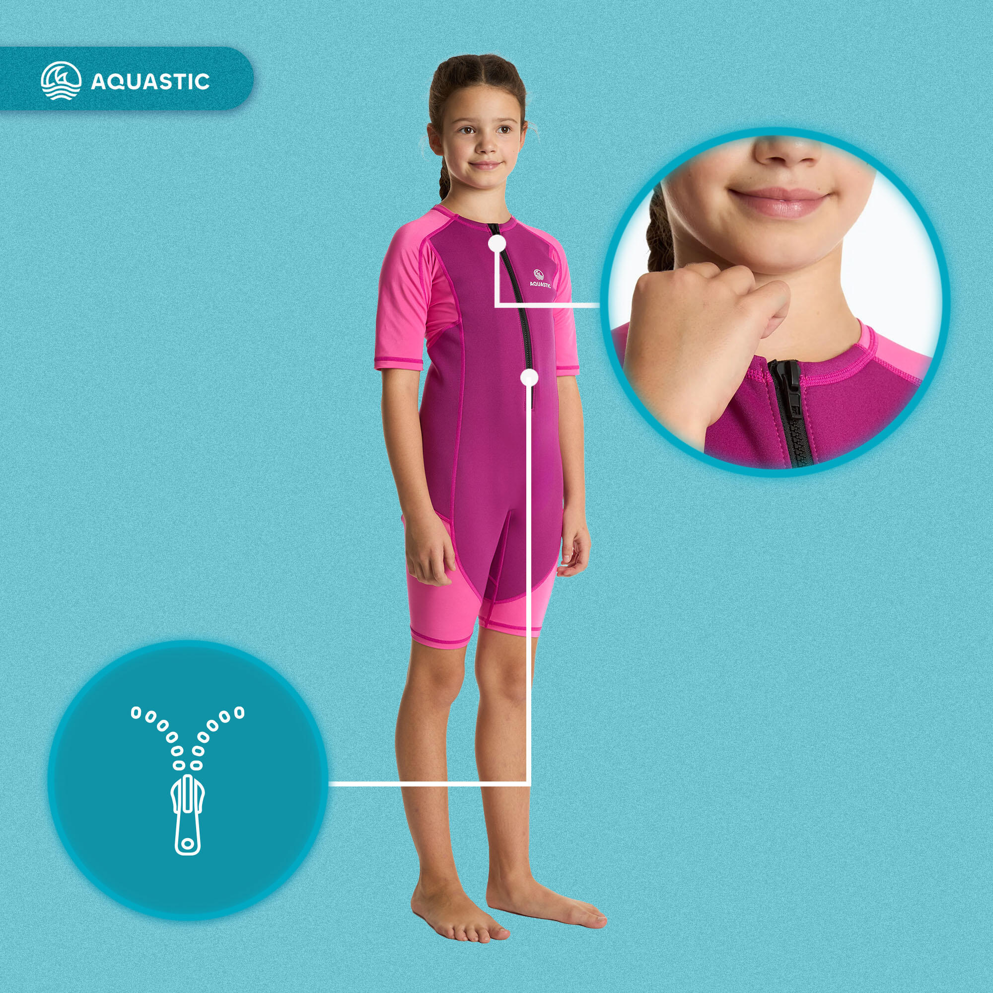 Combinaison de surf pour enfants AQUASTIC en néoprène 1,5 mm WAVEY 4/7