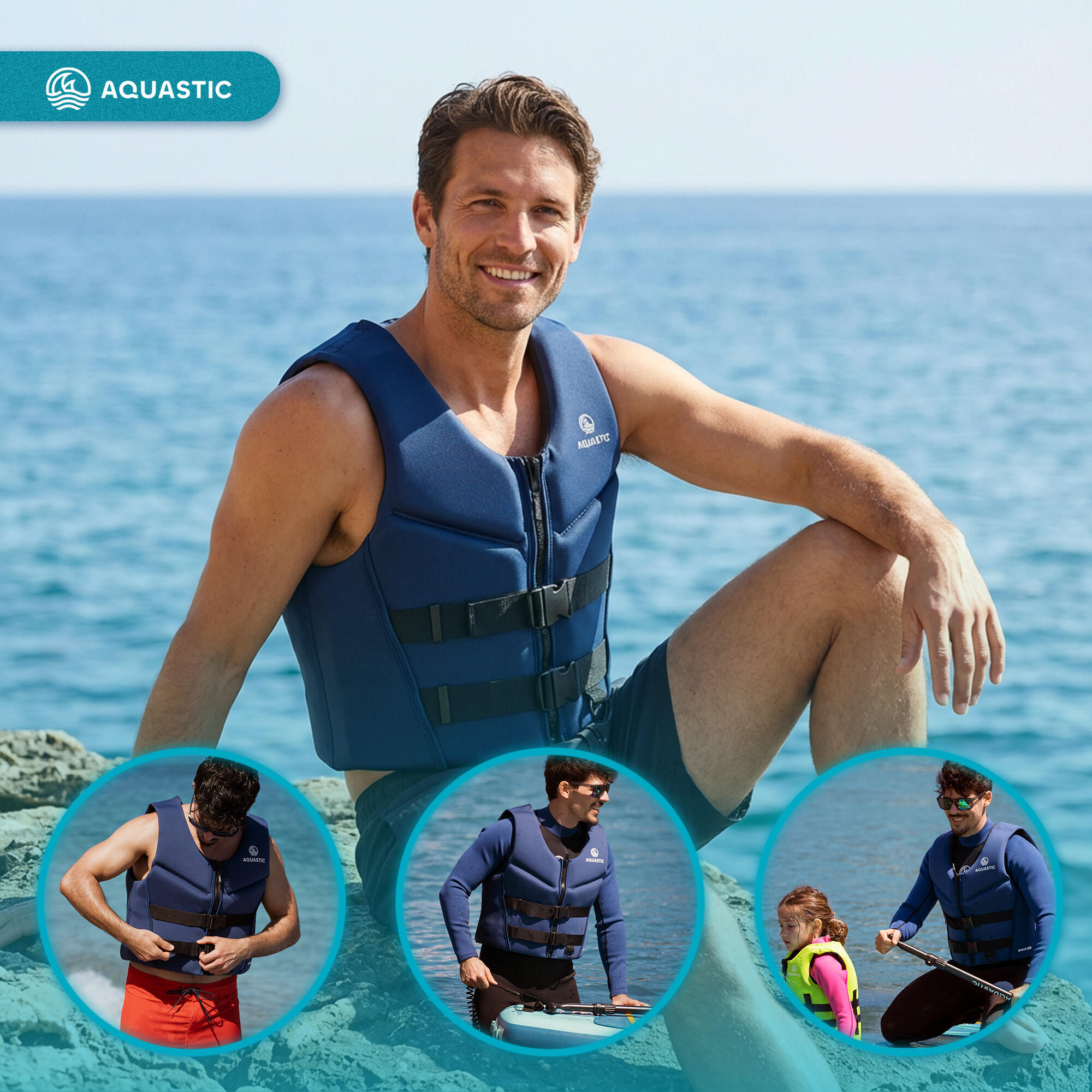 Kamizelka asekuracyjna AQUASTIC Omni 50N neoprenowa 4/7