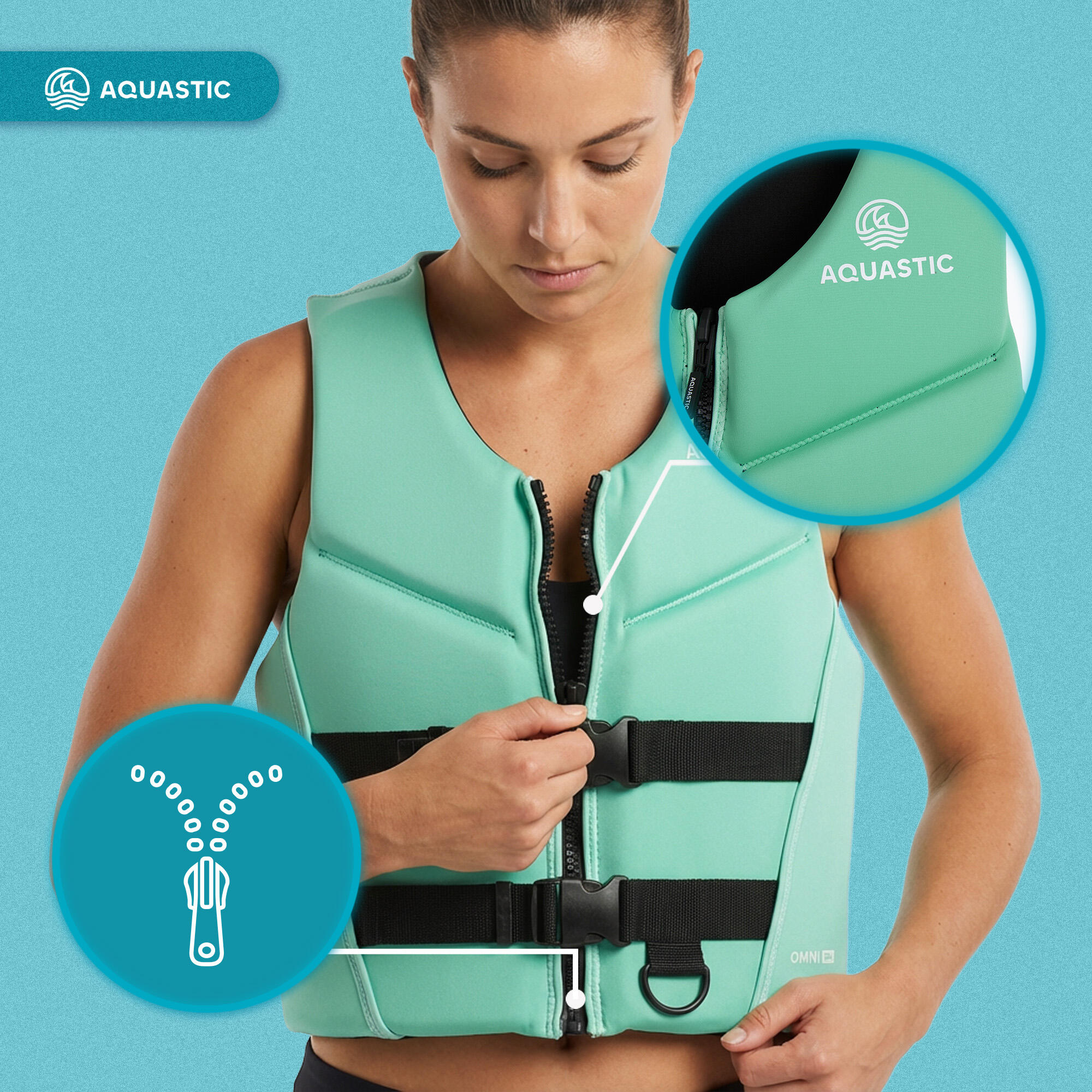 Chaleco salvavidas AQUASTIC Omni 50N de neopreno 6/7
